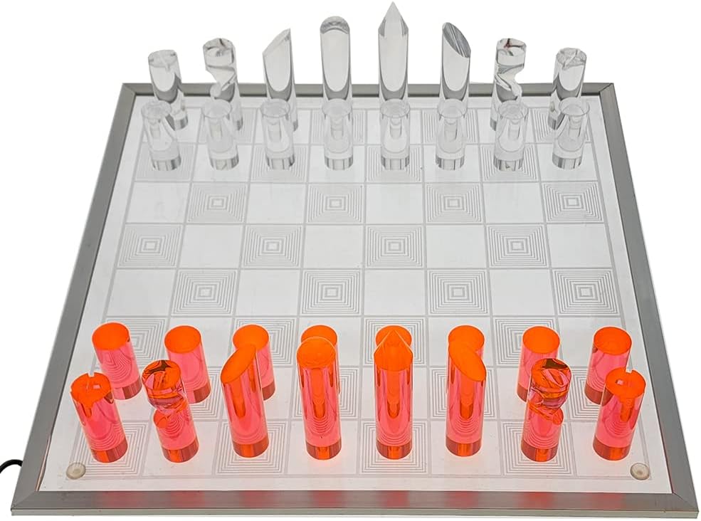 OnDisplay 3D Luxe Acrylic Fire & Ice LED Light Glowing Chess Set