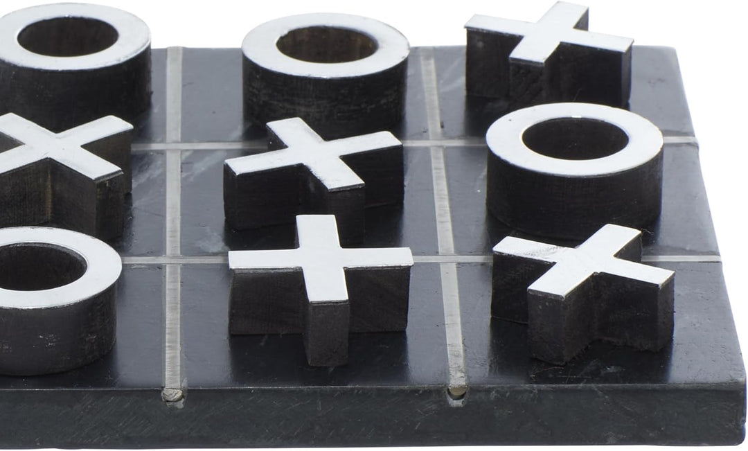 Contemporary Marble Game Set, 6"L x 6"H, Black/Silver