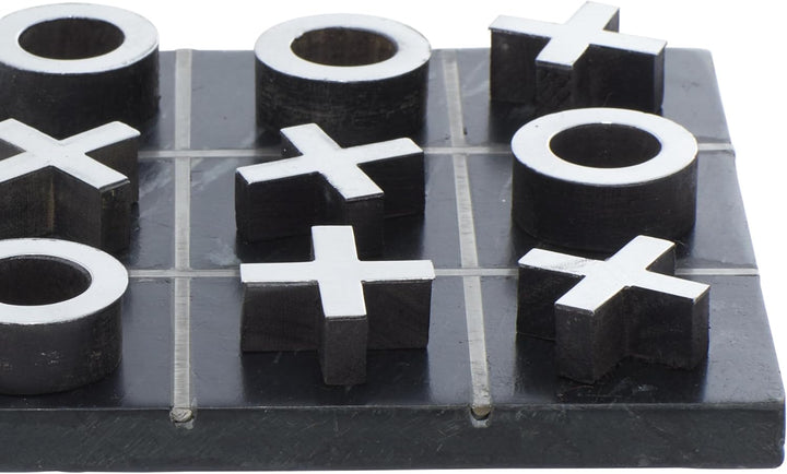 Contemporary Marble Game Set, 6"L x 6"H, Black/Silver