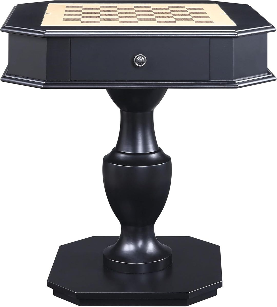 Reversible Chess Checker Game Table w/Backgammon Game Tray (Black)
