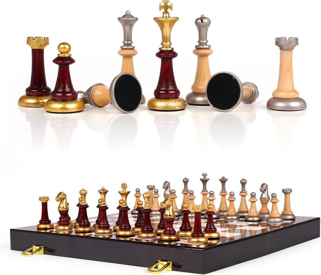 Metal Chess Set Portable Travel Chess Set Folding Chessboard