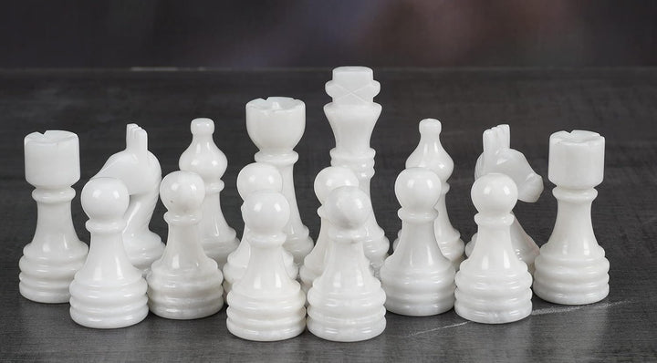 Marble Chess Pieces White and Green Onyx 3.5 Inch