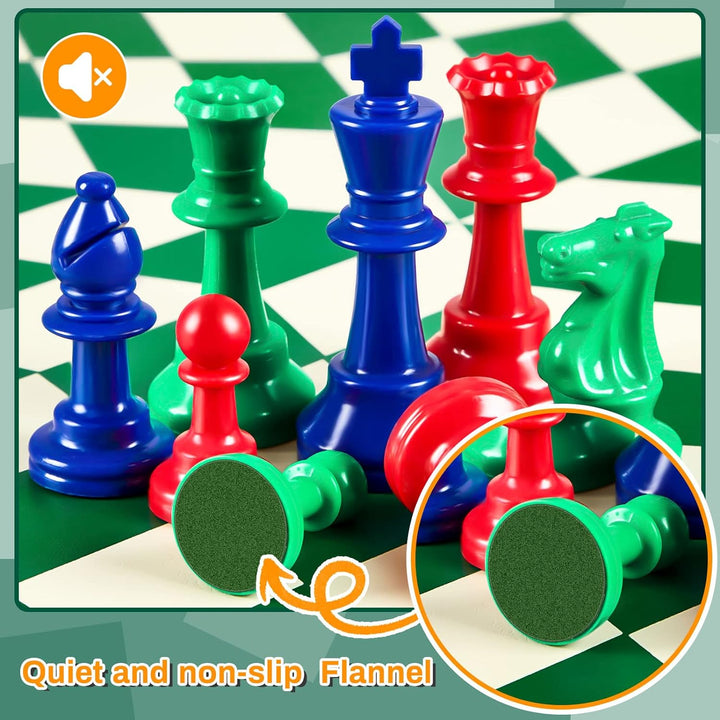 Three Player Chess Set with 3D Chess Single Weighted Regulation Chess Pieces