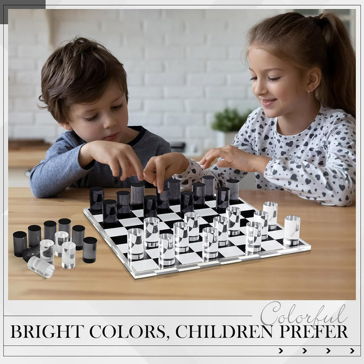 Acrylic Chess Set for Decor and Playing - Modern Black and Clear Chess