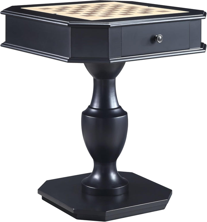 Reversible Chess Checker Game Table w/Backgammon Game Tray (Black)