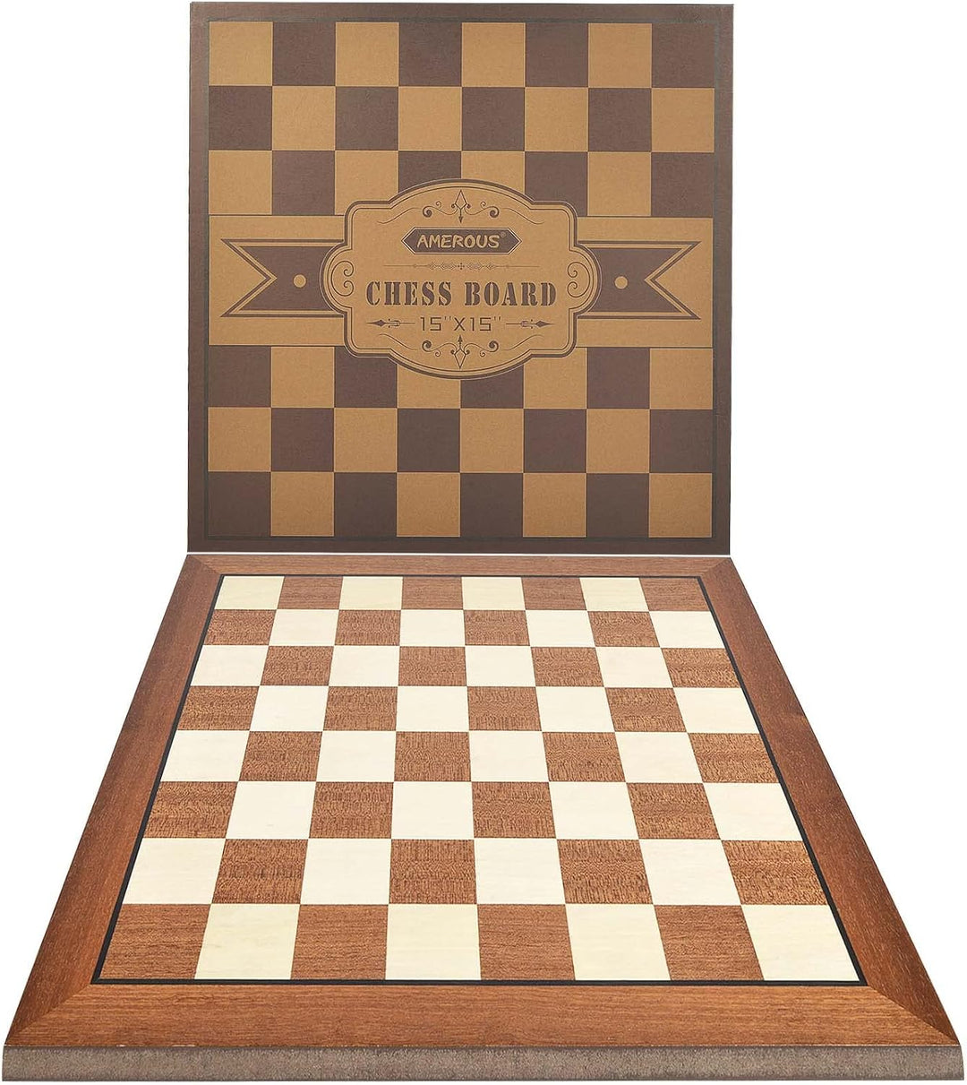 15'' x 15'' Wooden Chess Board No Pieces, Professional Tournament Chessboard Only