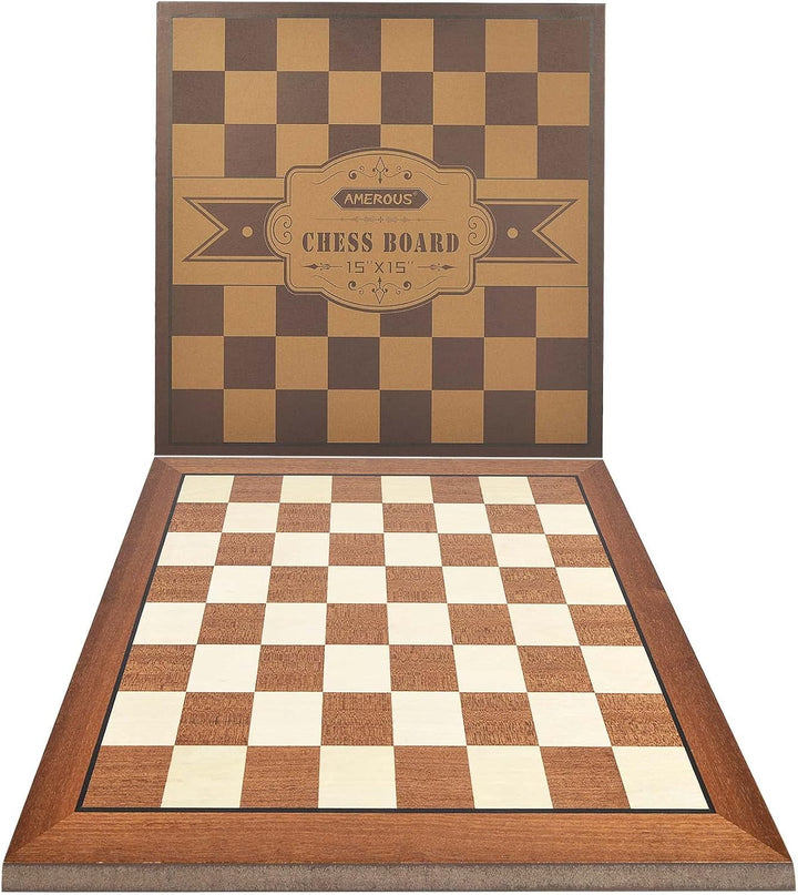 15'' x 15'' Wooden Chess Board No Pieces, Professional Tournament Chessboard Only