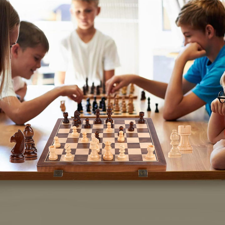 15 Inch Walnut Magnetic Chess Board Set