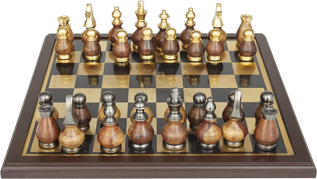 Unique Metal Chess Set, 16" x 16"