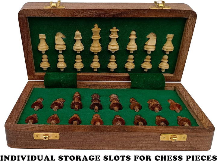 Rosewood Foldable Chess Set for Blind & Visually Impaired (12 Inches)