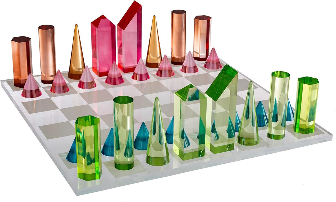 Sky Scrapers Glass Chess set | Modern Acrylic Chess Set | Crystal Chess Set