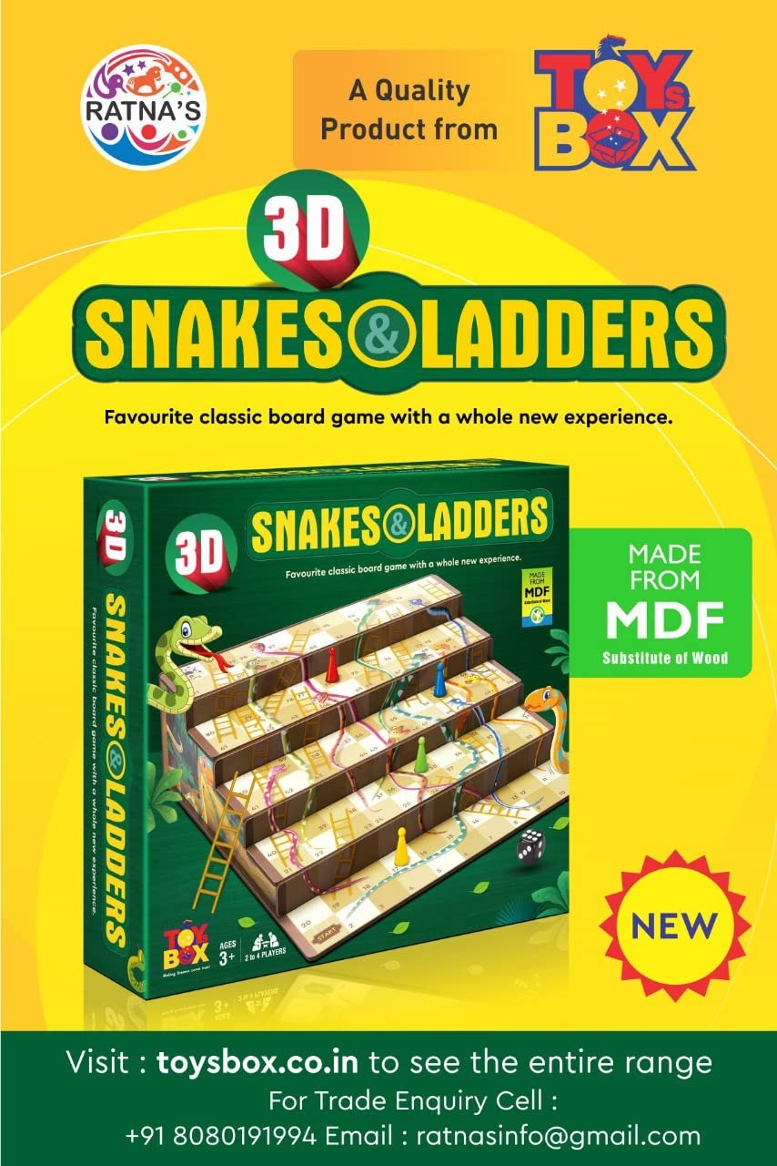 3D Snakes & Ladders Board Game Toy Play