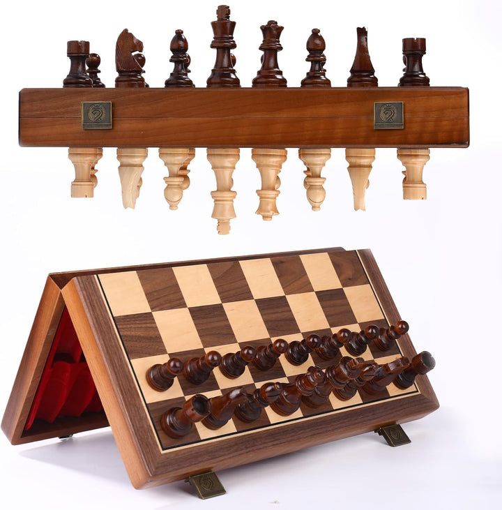 15 Inch Walnut Magnetic Chess Board Set