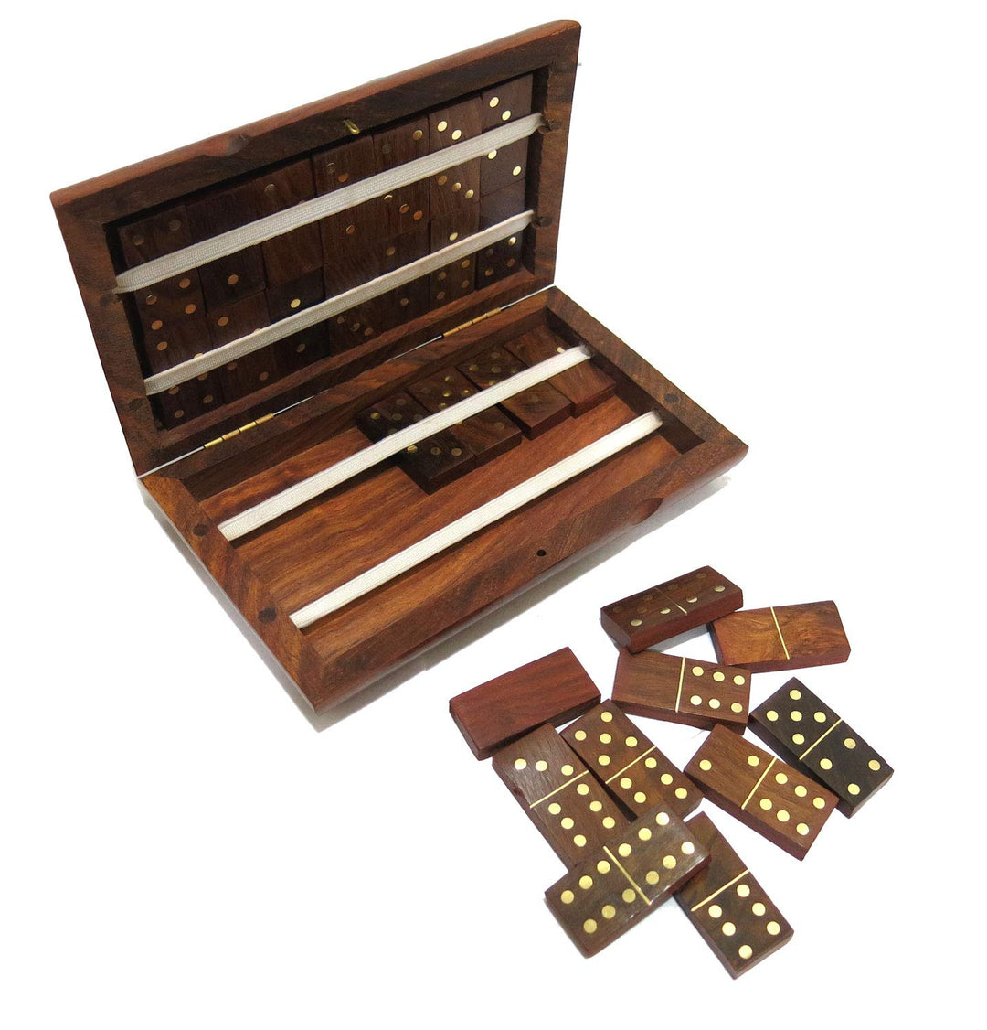 Wooden Dot Dominoes Tile Game