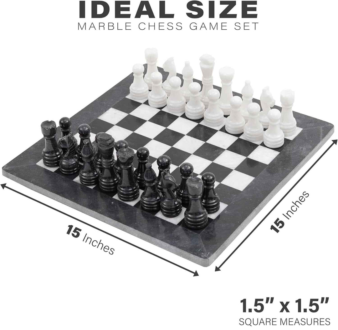 Marble Chess Set 15 Inches White and Black
