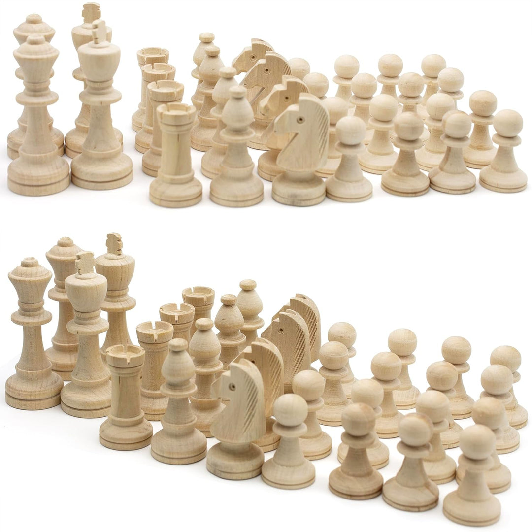 Unpainted Wood Chess Pieces Only for Board Games