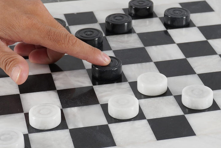 Marble Checkers for 15" Board Black & White