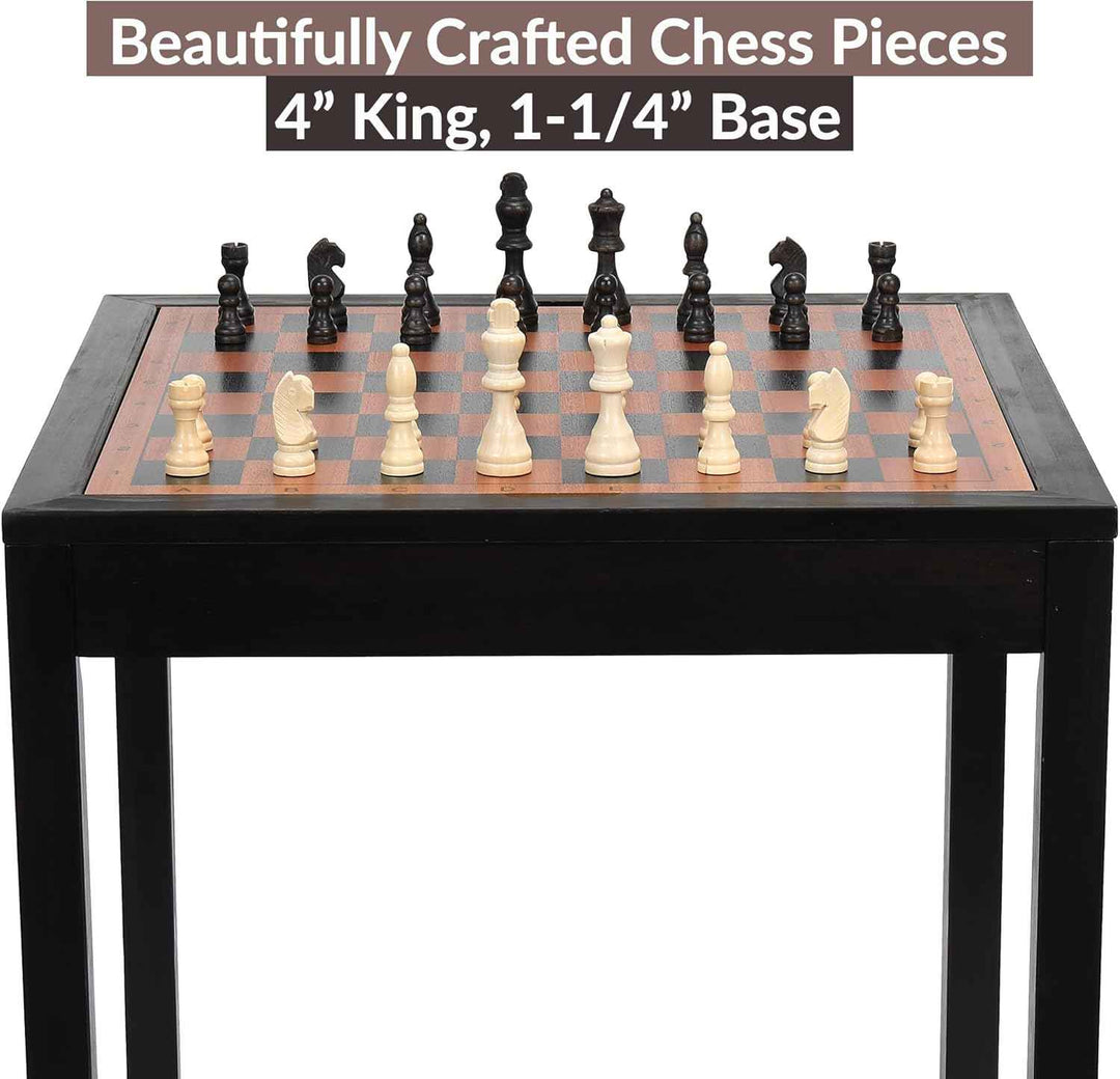 Wooden Chess Table | Chess, Checkers and Backgammon 3 in 1 Combo Game Table (Dark Zebra)