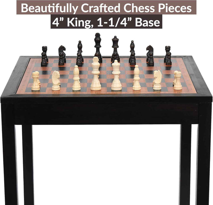 Wooden Chess Table | Chess, Checkers and Backgammon 3 in 1 Combo Game Table (Dark Zebra)