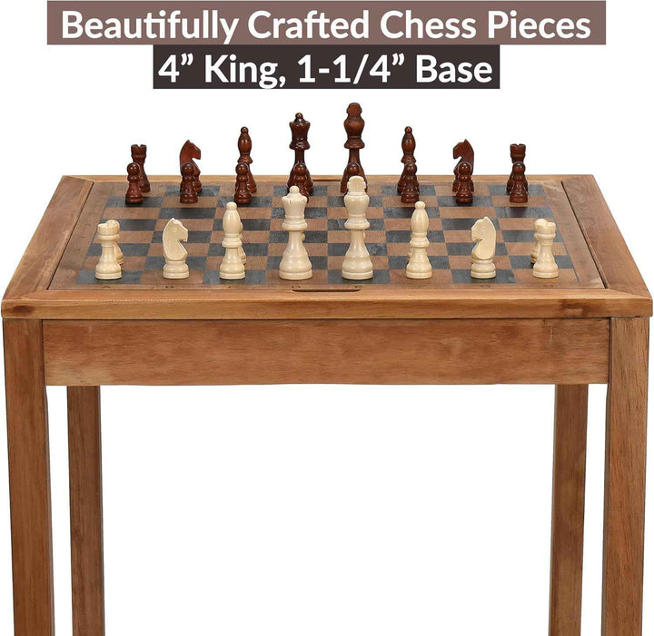 Wooden Chess Table | Chess, Checkers and Backgammon 3 in 1 Combo Game Table (Colonial Finish)