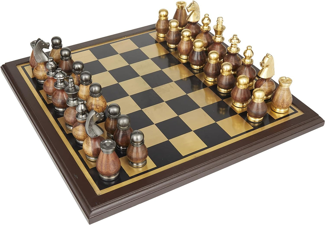 Unique Metal Chess Set, 16" x 16"