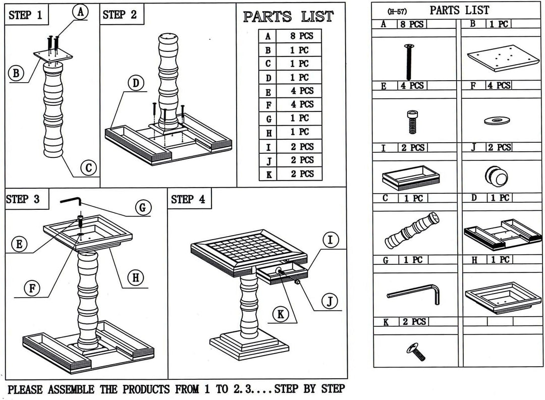 Chess Table with Two Drawers