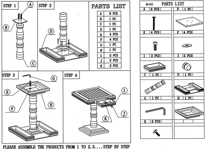 Chess Table with Two Drawers