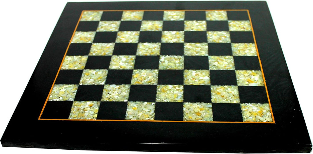 Collectible Black Marble and Mother of Pearl (MOP) Chess Board
