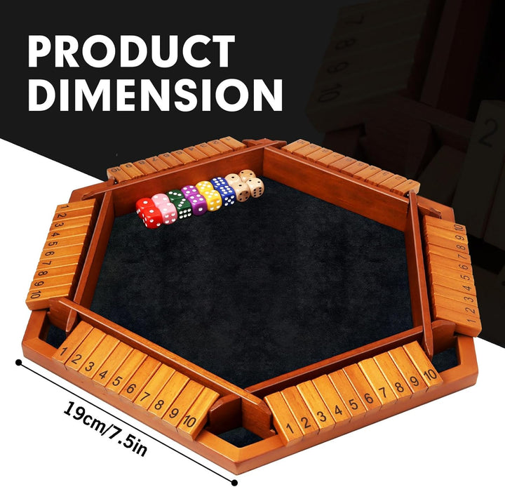 6 Players Shut The Box Dice Game, Wooden Board Table