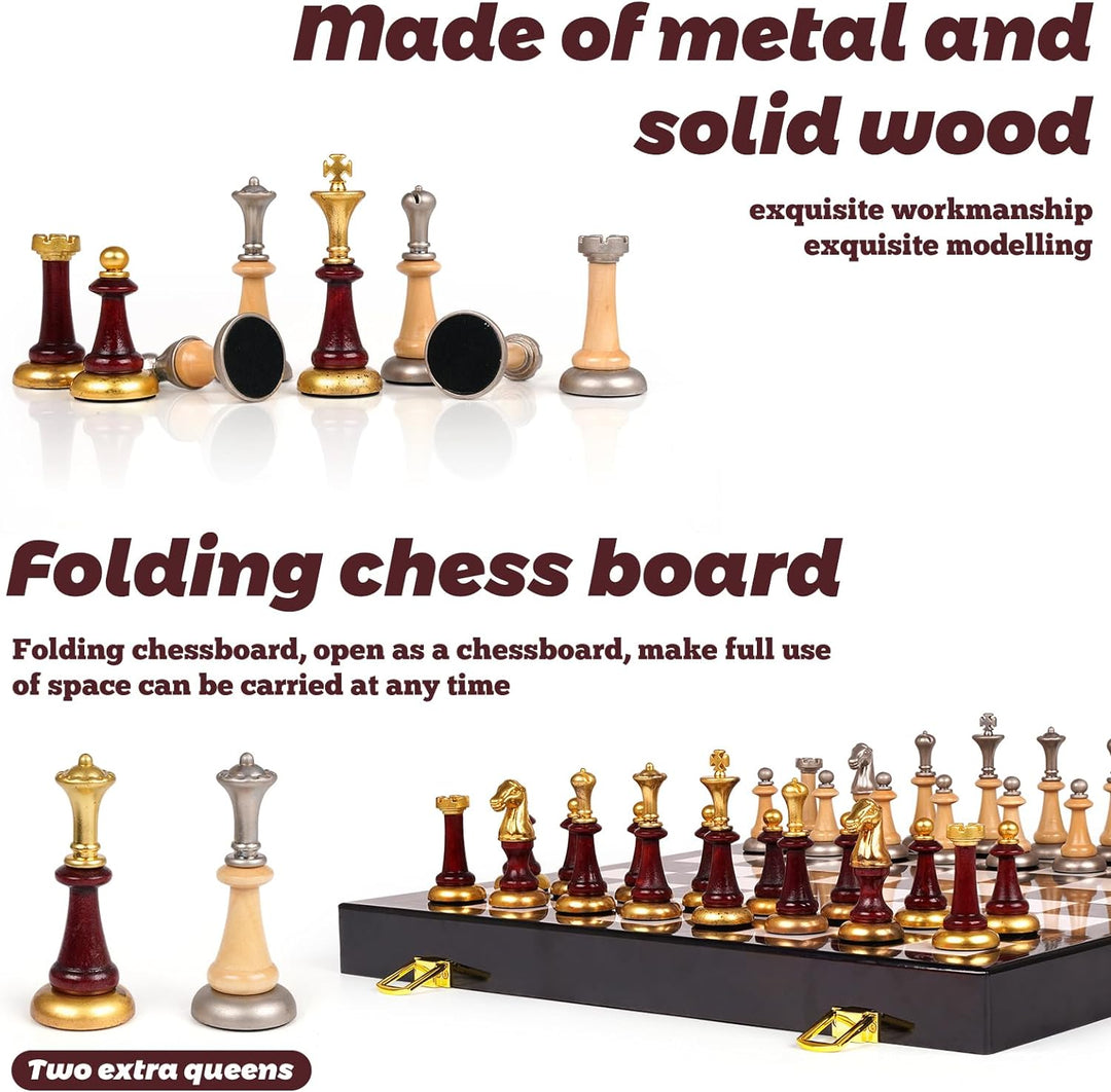 Metal Chess Set Portable Travel Chess Set Folding Chessboard