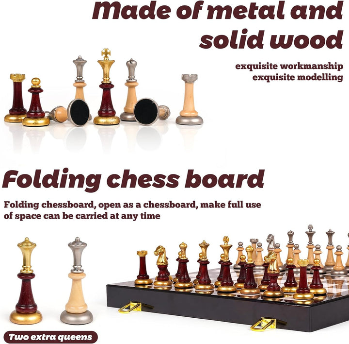 Metal Chess Set Portable Travel Chess Set Folding Chessboard