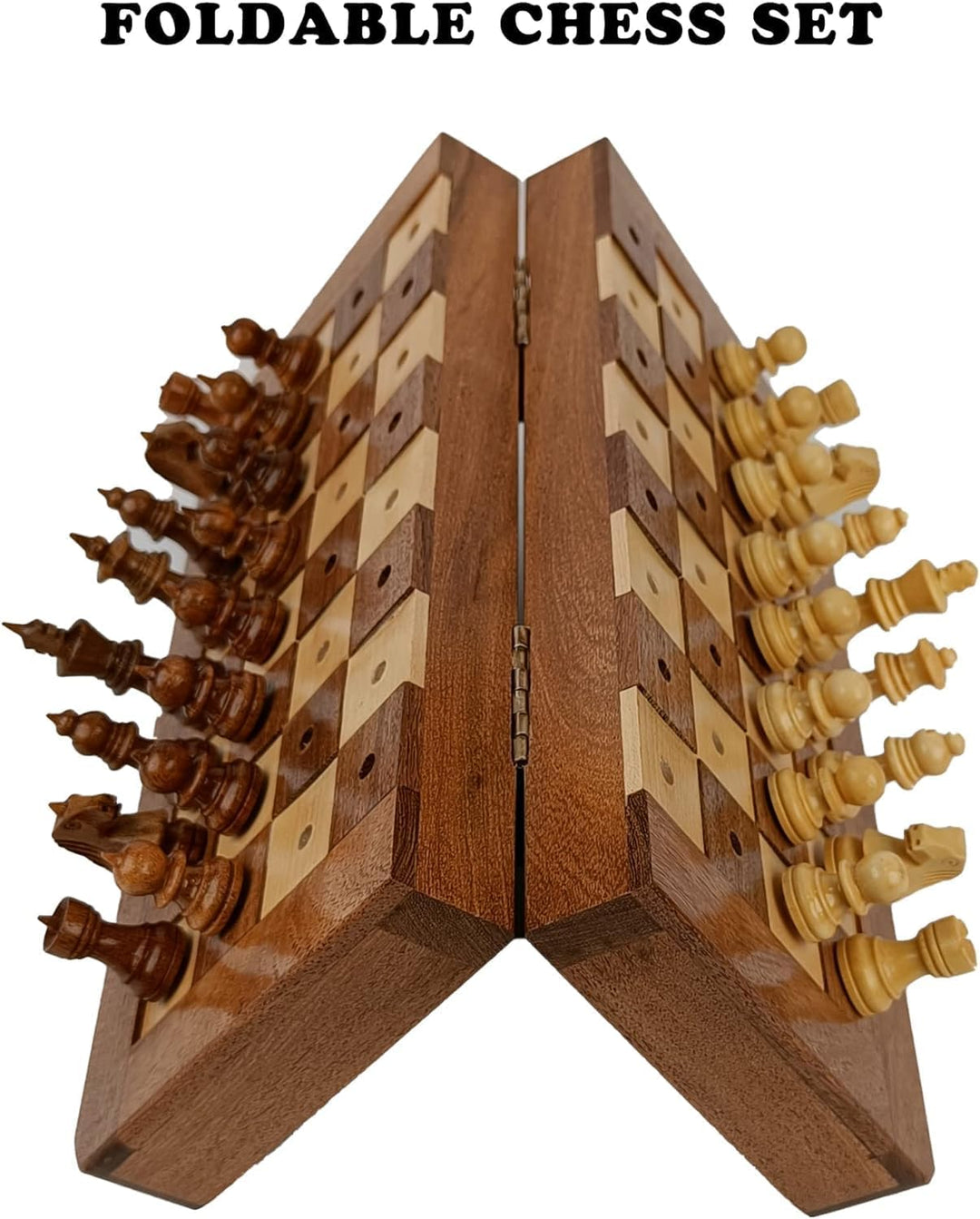 Rosewood Foldable Chess Set for Blind & Visually Impaired (12 Inches)