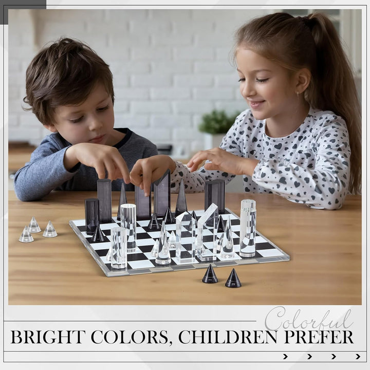 Minimal Acrylic Glass Chess set | Modern Acrylic Chess Set | Crystal Chess Set