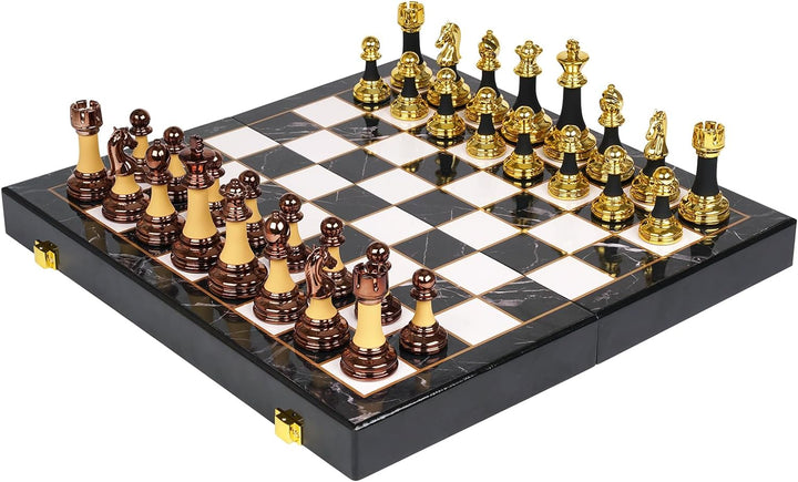 15" Acrylic Chess Sets with Zinc Alloy + Acrylic Chess Pieces & Portable Folding Wooden Chess Board