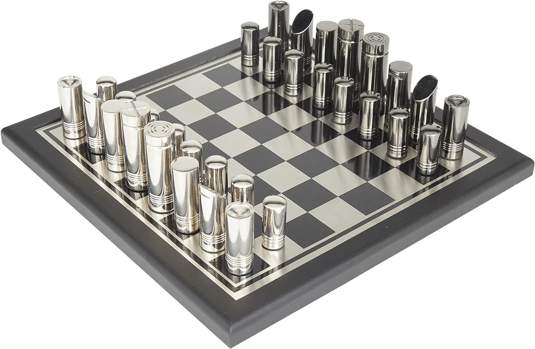 Aluminum Chess Game Set, 14" x 14" x 4", Silver