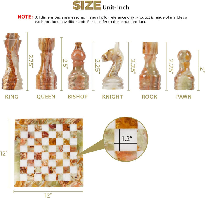 Chess piece measurements with a checkered board