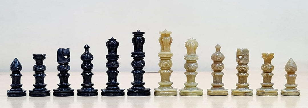 Marble Chess Set: Stone Chess Board with Wooden Base