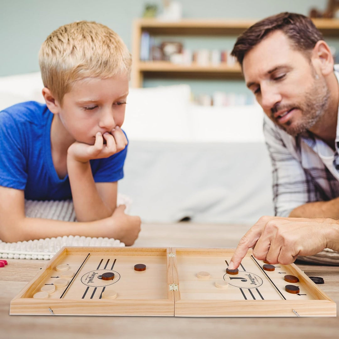 4-in-1 Wooden Fast Sling Puck | Chess | Checkers | Tic Tac toe