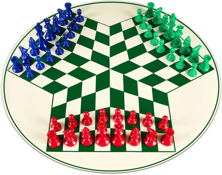 Three Player Chess Set with 3D Chess Single Weighted Regulation Chess Pieces