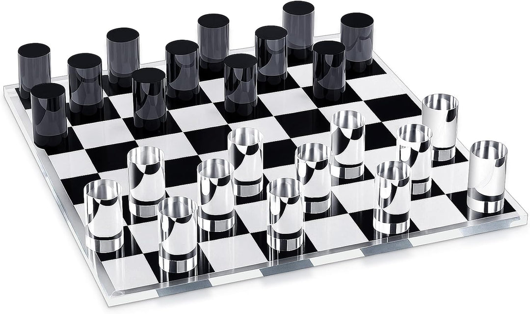 Acrylic Chess Set for Decor and Playing - Modern Black and Clear Chess
