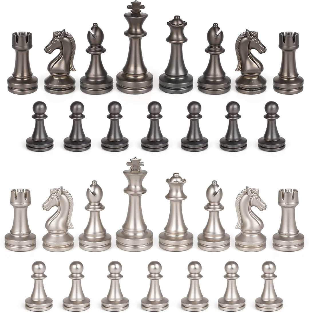 Metal Chess Set for Adults and Kids – 12" Leather Chess Board with Weighted Metal Chess Pieces