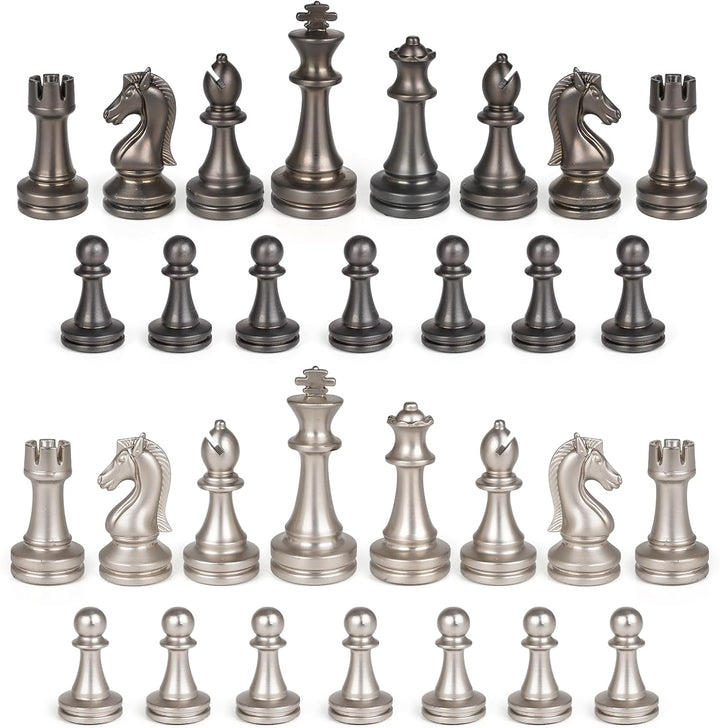 Metal Chess Set for Adults and Kids – 12" Leather Chess Board with Weighted Metal Chess Pieces