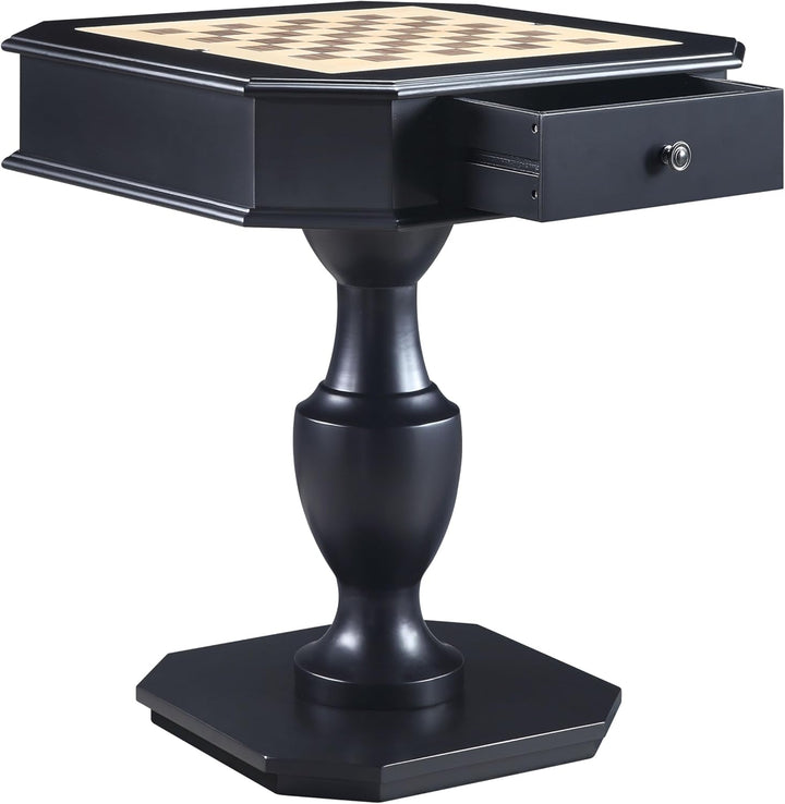 Reversible Chess Checker Game Table w/Backgammon Game Tray (Black)