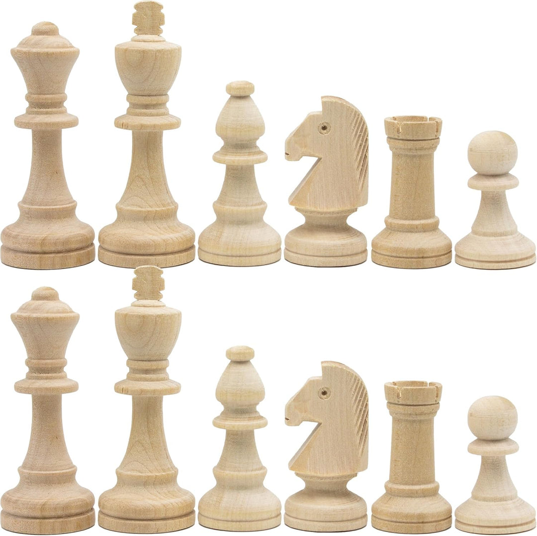 Unpainted Wood Chess Pieces Only for Board Games