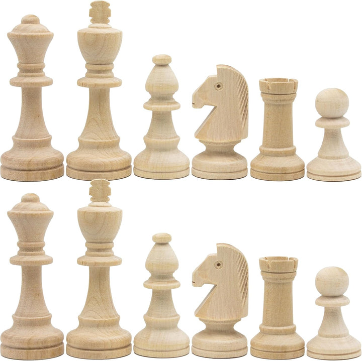 Unpainted Wood Chess Pieces Only for Board Games