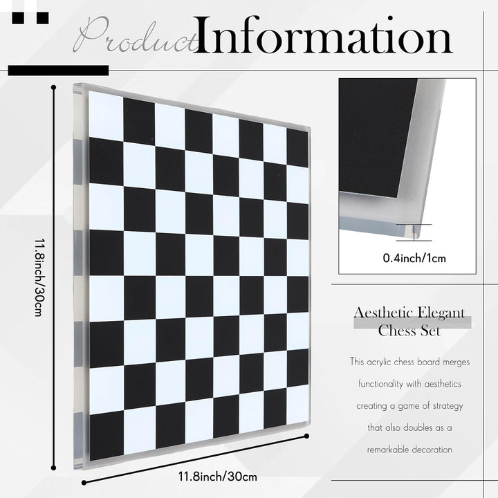 Acrylic Chess Set for Decor and Playing - Modern Black and Clear Chess