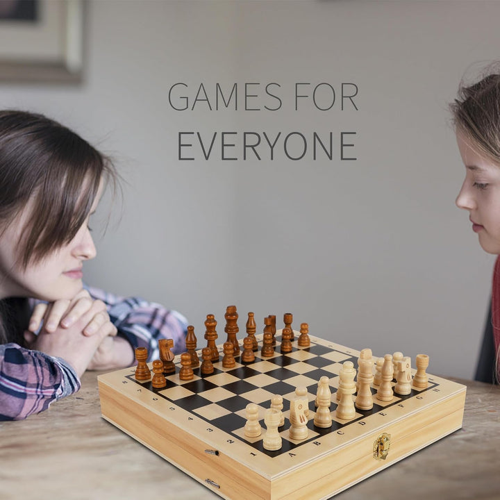 4-in-1 Wooden Fast Sling Puck | Chess | Checkers | Tic Tac toe