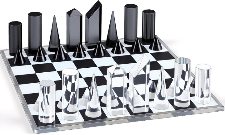 Minimal Acrylic Glass Chess set | Modern Acrylic Chess Set | Crystal Chess Set