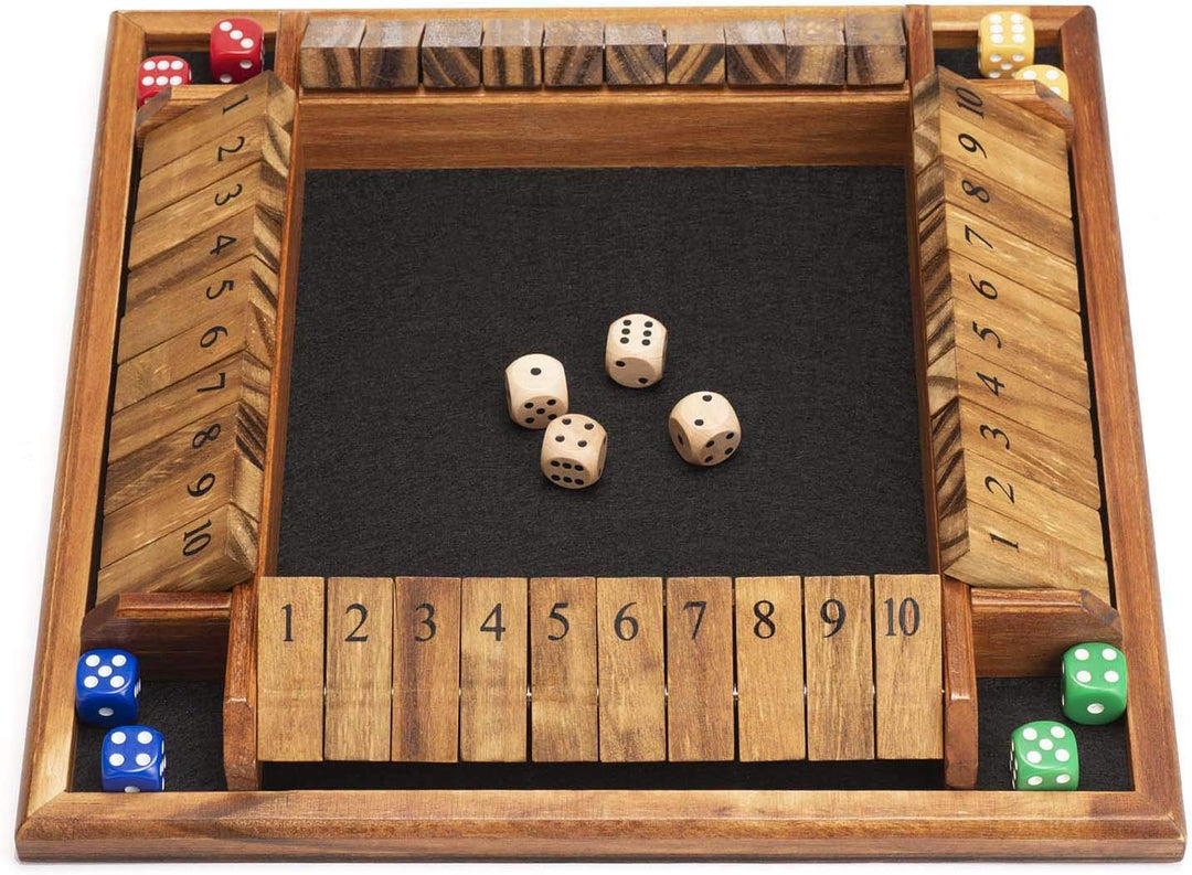 Shut The Box Dice Game, Wooden Board Table Math Game with 12 Dice