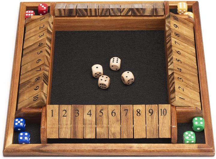 Shut The Box Dice Game, Wooden Board Table Math Game with 12 Dice